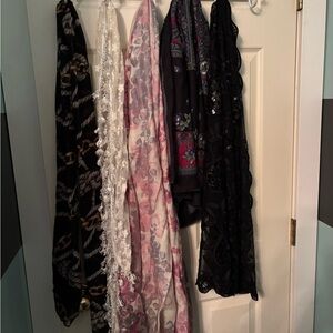 Mixed Pattern Scarves Bundle - Black, Pink, White
